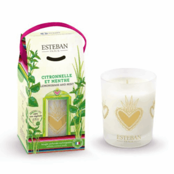 Perfuma tu hogar y protege tu entorno de mosquitos con la vela perfumada antimosquitos Citronela y Menta 180 gr de Esteban Paris