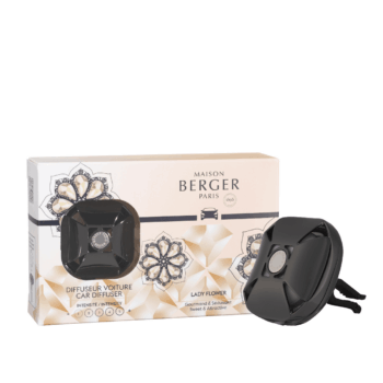 Protege tu coche de olores indeseados mientras lo perfumas con el difusor ambientador para coche Eternity Gun Metal aroma Lady Flower de Maison Berger
