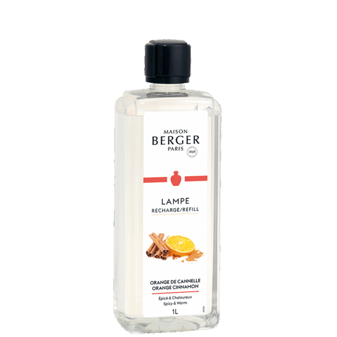 Perfuma y purifica el entorno de tu hogar con el líquido para lámpara catalítica Orange de Cannelle 1 litro de Maison Berger