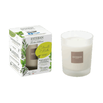 vela perfumada recargable citronela y menta