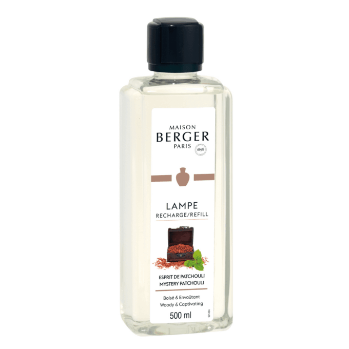 Perfuma y purifica el entorno de tu hogar con el líquido para lámpara catalítica Esprit de Patchouli 500 ml de Maison Berger, alta perfumería de hogar
