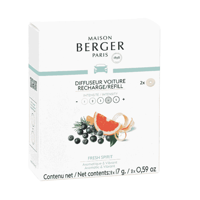 Sigue perfumando tus viajes con la recarga de ambientador de coche Fresh Spirit de Maison Berger