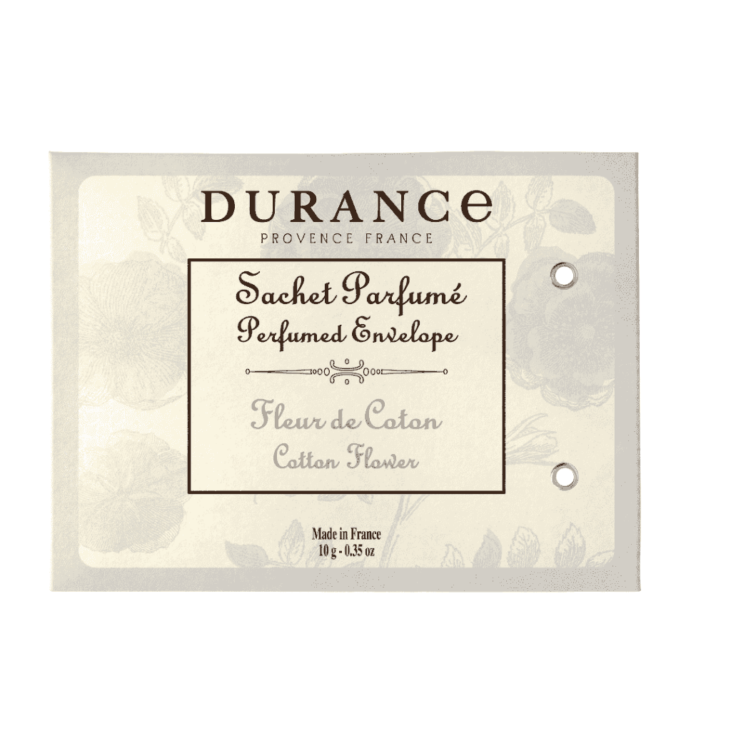 Perfuma los pequeños espacios de tu hogar con el sobre ambientador para armarios, cajones o coche Flor de Algodón de Durance