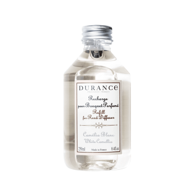 Sigue perfumando y evitando olores en tu hogar con el recambio de mikado o bouquet Camelia Blanca 250 ml de Durance