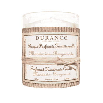 Perfuma tu hogar con la vela perfumada Mandarina Bergamota de 180 gr de Durance con ingredientes de alta calidad
