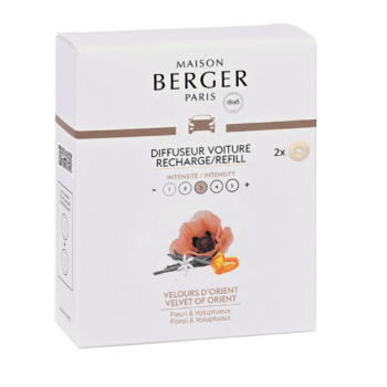 Sigue perfumando tus viajes con la recarga de ambientador de coche Velours d'Orient de Maison Berger