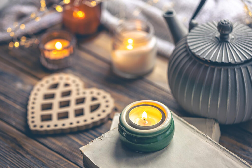 Vela con diseño de corazón