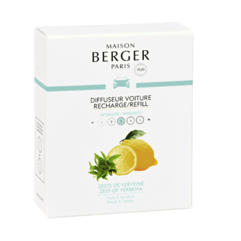 Sigue perfumando y evita olores indeseados en tu coche con la recarga de ambientador de coche Zestes de Verveine compatible con difusores de coche Maison Berger